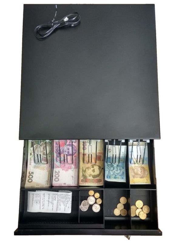 Грошовий ящик JEPOD JP-001 (QY-405A) металевий 5 купюр 4 монет чорний