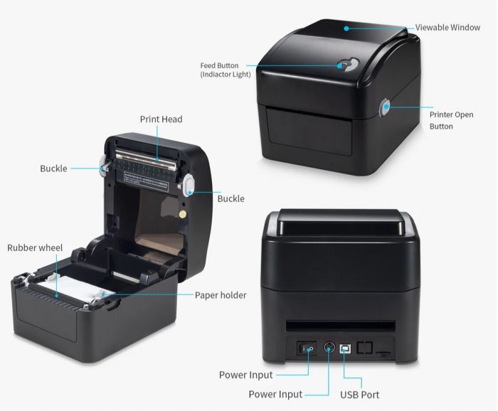 Принтер етикеток Xprinter XP-420B USB чорний