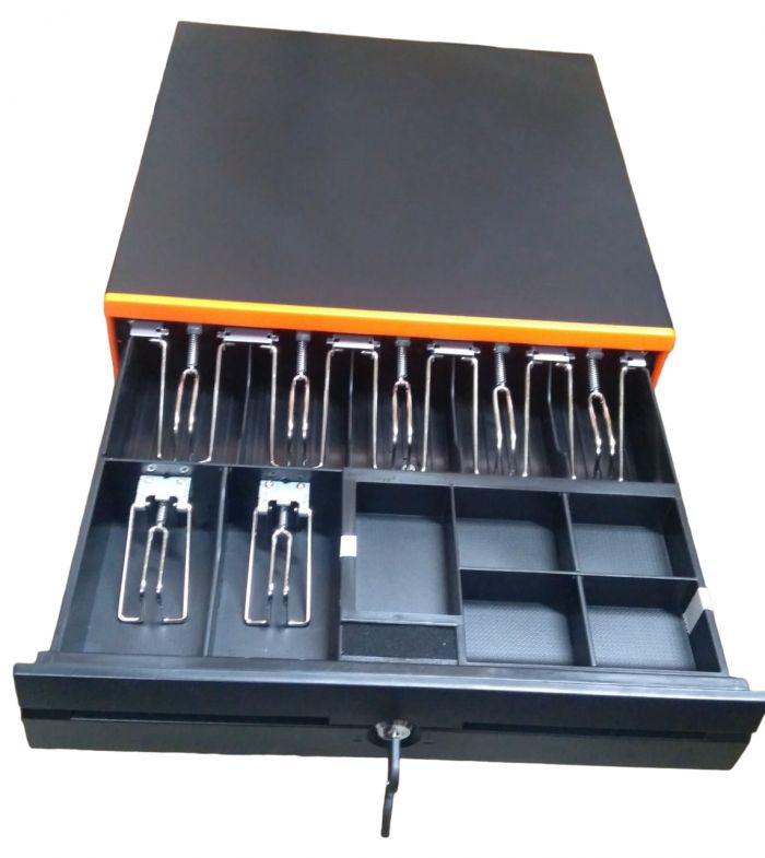 Грошовий ящик JEPOD A-4043 помаранчева смуга металевий 7 купюр 5 монет