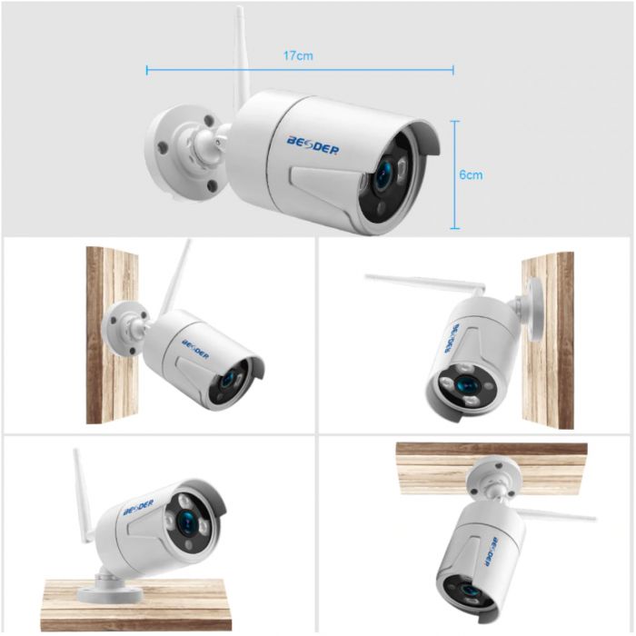 Комплект IP відеоспостереження BESDER провідний 4 камери 720p POE v15