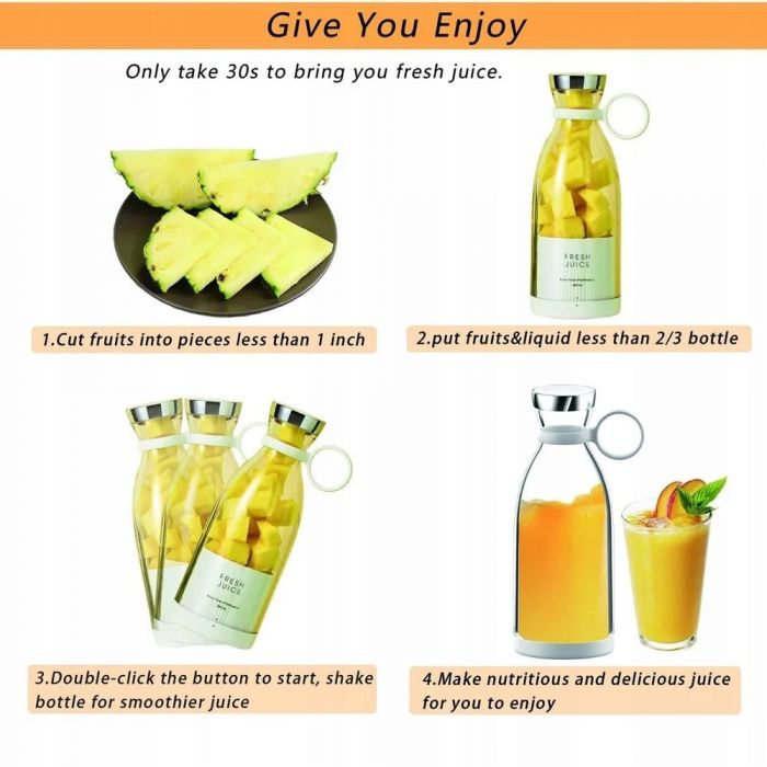 Портативний блендер Fresh Juice ОРИГІНАЛ рожевий 350 мл акумуляторний бездротовий