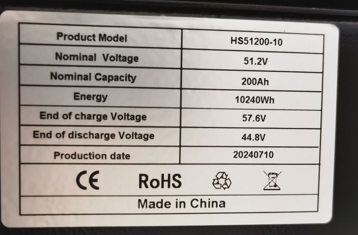 Акумуляторна батарея DELONGTOP 10KWH DL-LFPHS51200 DELONG LIFEPO4 51,2V 200AH Tervix BANKA aleo